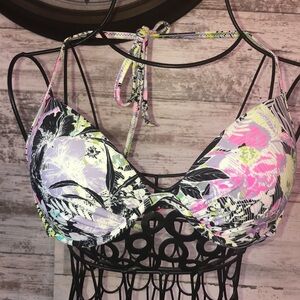 Victoria's Secret Bikini top floral top VS swim wear Bling colorful bikini top‌